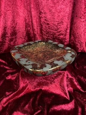 Vintage Ceramic Ashtray Westwood California Metallic Gold Black Leopard Print